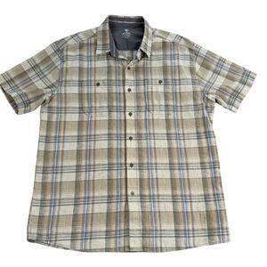 Kuhl Skorpio Shirt XL Mens Linen Blend Button Plaid Short Sleeve